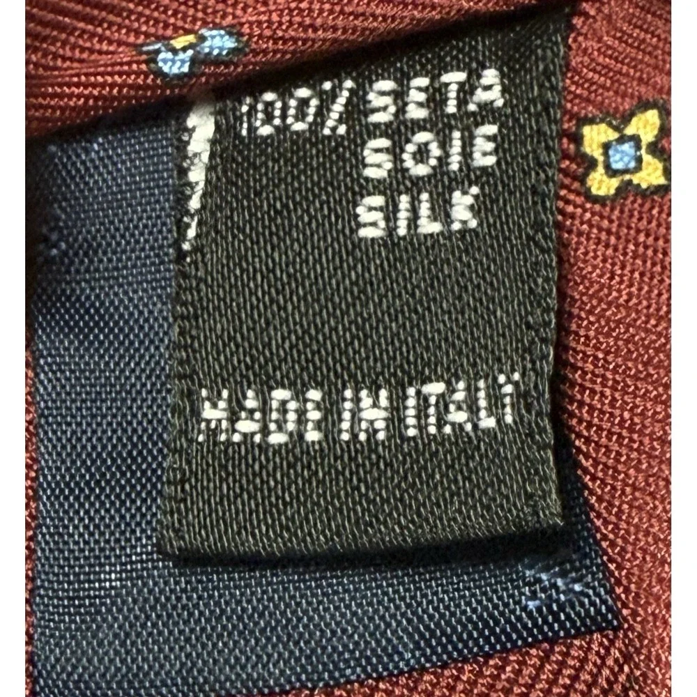 BALENCIAGA Pour Homme Tie Mens Burgundy Silk Geometric Italy 62x3.5